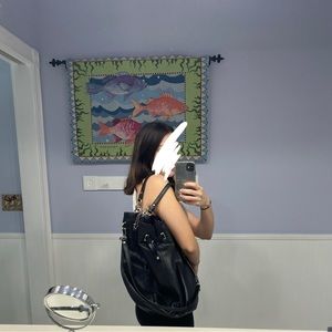 Coach black leather bucket bag Large